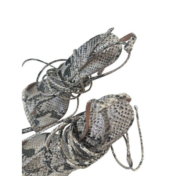 SCHUTZ Snake Print Leather Lace Up Heels Size 37.5 - Picture 6 of 7